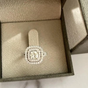Alianza de boda 0,60 quilates semi montaje doble halo montura redonda diamante oro blanco de 18 k - Imagen 1 de 7