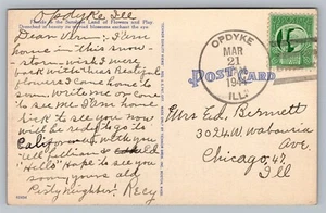 Opdyke Illinois IL 4 Bar Postmark Cancel Postcard Cover 1944 - Bild 1 von 3