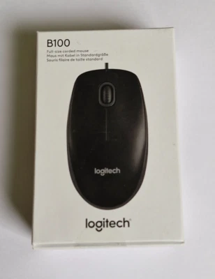 Logitech B100 Wired USB Mouse - Black - Brand New & Sealed. - Image 1 of 4