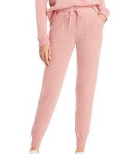 BNWT C by Bloomingdale's Cashmere Track Jogger Pant 💖 Tea Rose Pink XS $198 - Picture 1 of 8