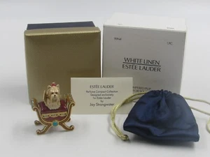 Estee Lauder White Linen Pampered Pup Compact for Solid Perfume Jay Strongwater - Picture 1 of 8
