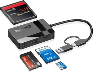 SD Card Reader, Memory Card Reader 4 in 1 USB C USB 3.0 Dual Connector Adapter S - Picture 1 of 12
