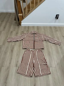 18 East Abair Chore Jacket Zip And Lotus Carpenter Shorts Size XL Striped SET - Picture 1 of 21