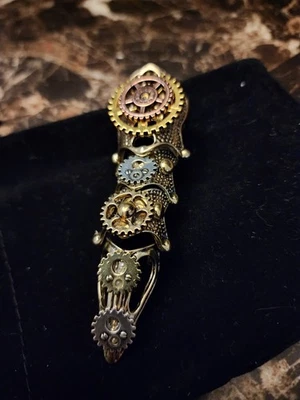 Anillo Steampunk Dedo Completo Talla 10.5 Ajustable Articulado Gótico Punk Gear Multi Foto 1 de 4
