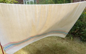 60er Jahre Union Whitney Spinney Wollmischung Decke blau, gr und rosa Streifen an den Enden - Bild 1 von 4