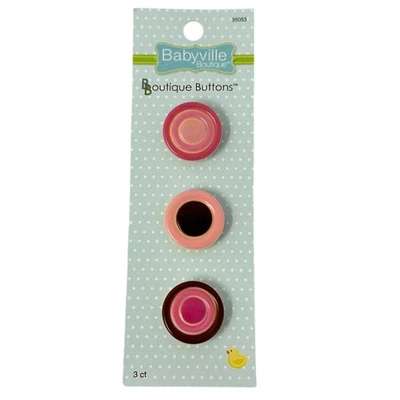 Babyville Boutique Buttons Pink Chocolate Brown Circles 35053 3 Pc - Image 1 of 4