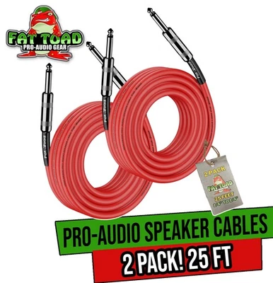Cables de altavoz jack macho de 1/4 a 1/4 (paquete de 2) de FAT TOAD | 25 pies profesionales Foto 1 de 4