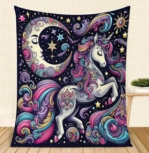 Einhorn Decke himmlisch weiches Fleece leicht LG 60 x 80 Zoll kostenloser Versand - Bild 1 von 1