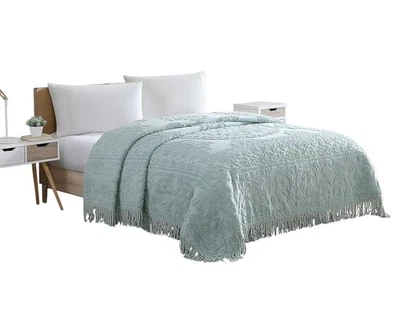 Beatrice Home Fashions Medallion Chenille Bedspread, Queen, Blue - Image 1 of 4