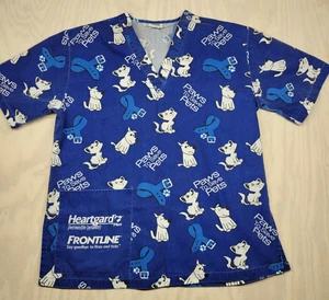 Merial Women's Size S Scrub Top Short Sleeve Blue Paws to Save Pets Veterinarian - Picture 1 of 7