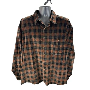Camisa De Colección Años 70 Hipster Retro Terciopelo Cuadros Abotonada Talla XL EE. UU. Hecha Western - Imagen 1 de 13