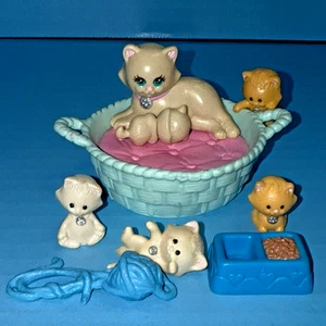 Vintage Kenner Littlest Pet Shop mamma e bambino gattini mamma gatto 5 gattini LPS - Foto 1 di 10