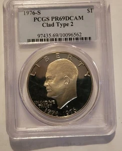 1976-S $1 Type 2. Ike Eisenhower Dollar PCGS PR69 DCam - Picture 1 of 2