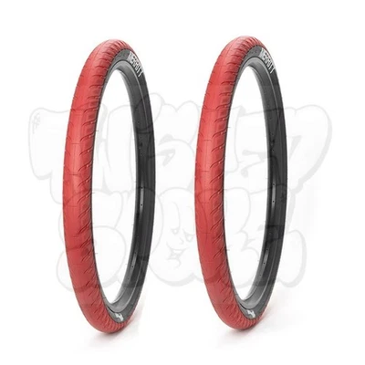 PAIR Merritt Option BMX Wheelie Bike Tires w/ Swerve Wall 29 x 2.5  Red w/ Black - Imagem 1 de 2