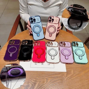 For iPhone 16 15 Pro Max 14 13 12 11 Shockproof Plating Heart Bracket Case Cover - Picture 1 of 20