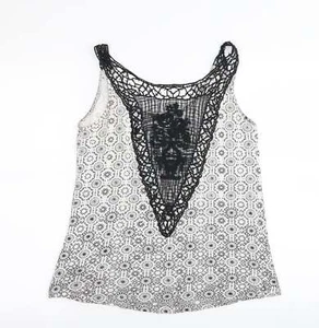 New Look Womens White Cotton Blend Tank Size 10 - Picture 1 of 12