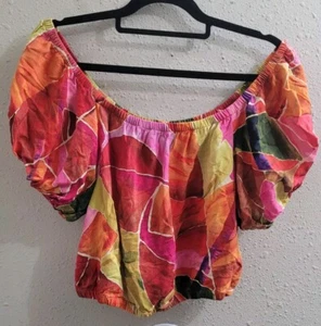 Top a bolle Farm Rio x Anthropologie Off The Shoulder taglia small preppy carino - Foto 1 di 13