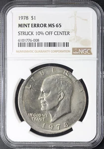 1978 Eisenhower Ike Dollar NGC MS-65 Mint Error Struck 10% Off Center - Picture 1 of 2