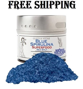 Artisanal Gourmet Sea Salt, Blue Spirulina Infused, All Natural Salt 3 Oz - Picture 1 of 8