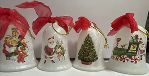 Valerie parr hill 3 frosted led bell shape Christmas ornaments santa sled tree - Picture 1 of 6