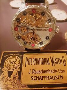 Vintage IWC International Watch Co. pocket watch movement -SILVER CASE 