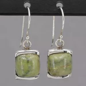 Sterling Silver Irish Shamrock Accent Connemara Marble Dangle Earrings - Picture 1 of 7
