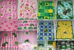 John Deere Fleece Baby Blanket Pet Lap Boys Girls Pink Blue Green 30" x 24" New - Picture 1 of 25