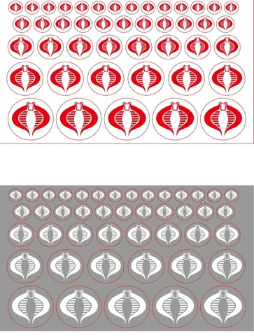Fits GI Joe Cobra Clear Background Red or White 44 x Die Cut Stickers/Decals Cover