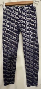 220375 Girls 10 CREWCUTS Everyday Blue Silver Zebra Stretch Cotton Leggings EUC - Picture 1 of 3