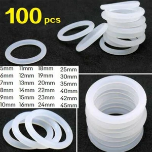 100x Silicon Rubber Sealing Ring Food Grade Washer O Shape Diam 5-45mm White 2mm - Picture 1 of 6