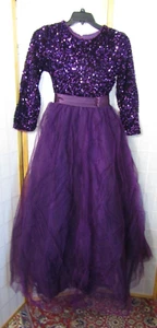 NWT Dideyttawl Purple Chiffon/Net Sequin Long Sleeve Bodice Formal Dress 16-18 - Picture 1 of 5