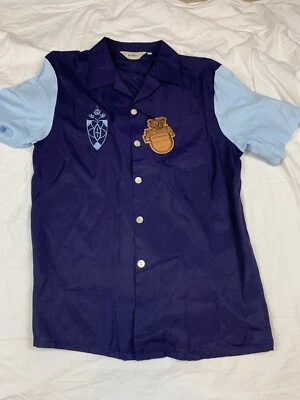 NWT VINTAGE DAVINCI ‘KING SHIELD’ NAVY BLUE SHORT SLEEVE SHIRT SIZE M - Image 1 of 4