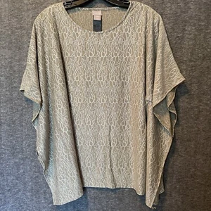 Chicos Travelers Top Damen S/M Gold Metallic Artsy Poncho Kimono Struktur Bluse - Bild 1 von 12