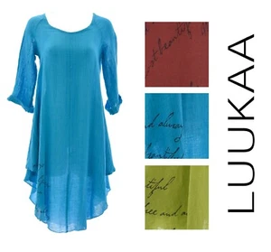 LUUKAA Linen Gauze A5010 Lagenlook BUTTERFLY TUNIC TOP (sizes S - 3XL) 3 COLORS - Picture 1 of 27