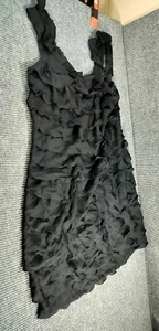 Suzi Chin For Maggy Boutique Woman Black Sleeveless Dress Ruffles Elegant Zip 14 - Picture 1 of 8