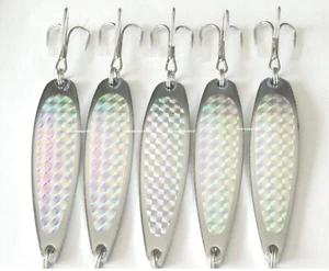 Cucchiai coccodrillo da 1 a 100 pezzi 2 oz argento esche da pesca olografiche - Foto 1 di 7
