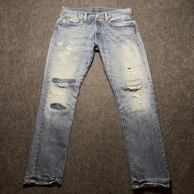 Polo Ralph Lauren Jeans Mens 31x30 Blue The Sullivan Slim Distressed Patched - Image 1 of 4