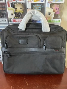 Tumi 1041 Alpha 3 Compact 15” Large Screen Laptop Brief W/ Shoulder Strap Black - Picture 1 of 13