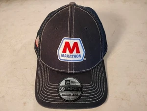 Marathon Oil Gas New Era 39Thirty Fitted Medium Large Mesh Truck Cap USA Tampa - Picture 1 of 12