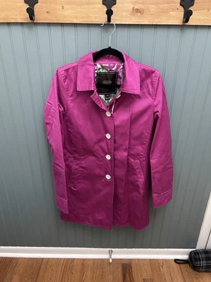 Abrigo de lluvia Coach rosa trinchera para mujer, forrado estampado floral, talla pequeña S Foto 1 de 4