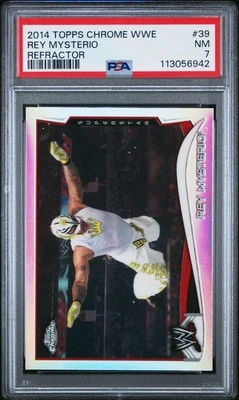 2014 TOPPS CHROME WWE REFRACTOR #39 REY MYSTERIO PSA 7 - Image 1 of 2