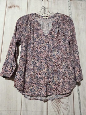 Camisa Top Mujer Mason & Belle Pequeña Rosa Azul Estampado Floral Boho Rayón Foto 1 de 4