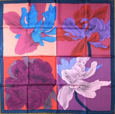 Hermes Scarf Stole Etude Pour Un Iris Arc en Ciel Floral Silk Auth New Carre 90 - Image 1 of 4