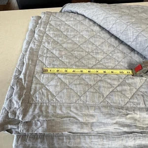 POTTERY BARN Belgian Flax Linen Diamond Queen/Full Quilt Coverlet - Picture 1 of 7