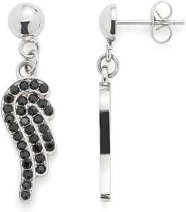 Leonardo Damen Ohrringe 015718 Flügel Edelstahl Zirkonia schwarz UVP 59,95 - Picture 1 of 1