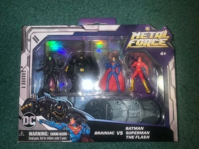 DC Comics Metal Force Team up Brainiac Vs Batman Superman The Flash Set 4 Figure - Image 1 of 2