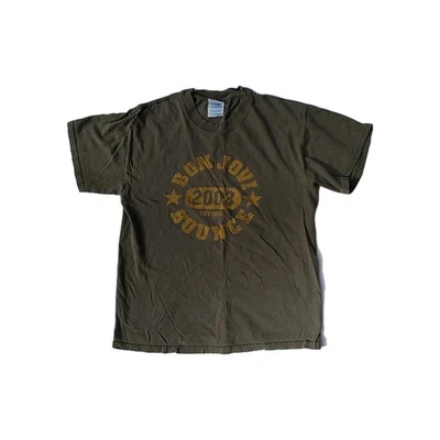 Винтажная зеленая футболка Bon Jovi Live 2003 The Bounce World Tour размер средний хлопок - Изображение 1 из 4