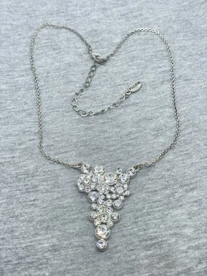 Pilgrim Danish Design SilverTone Clear White Rhinestones Chain Pendant Necklace - Image 1 of 4