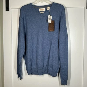 Suéter Impermeable Vintage Lana Merino CACHEMIRA Cuello en V Grande Azul Preppy Acogedor - Imagen 1 de 4