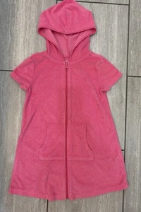 Wonder Nation Girls Pink Terry Cloth Swim Suit Cover Up Full Zip, Hood, Sz 6/6x - Picture 1 of 11